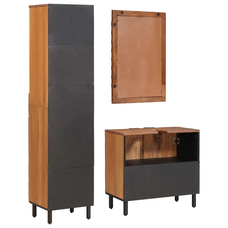 Ensembles de salle de bain 3 pcs Acacia Marron Winish - 7