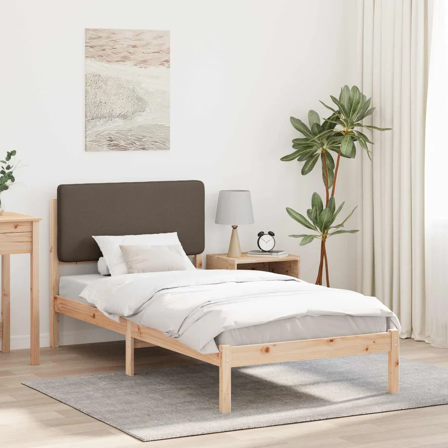 Cadre de lit avec tête de lit rembourrée Taupe 90 x 190 cm