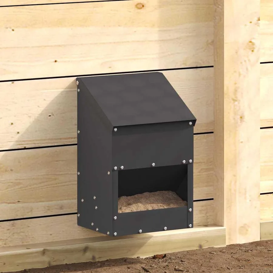 Mangeoire pour poules Noir 21 x 16 x 33 cm Acier Laminé à Froid