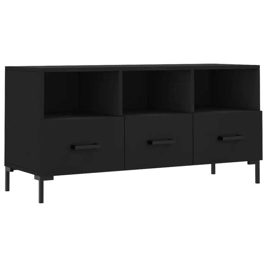 Meuble TV noir 102x36x50 cm bois d'ingénierie - 2