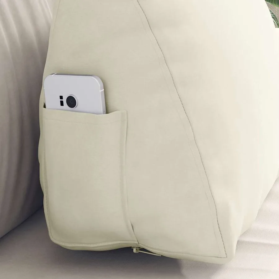 Coussin de Dos Crème 45 x 20 x 35 cm Tissu en velours côtelé - 5