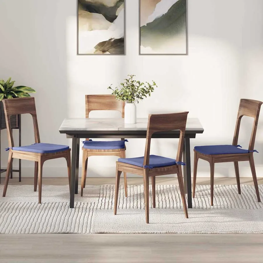 Coussins de siège 4 pcs Bleu denim 40 x 40 x 3 cm tissu