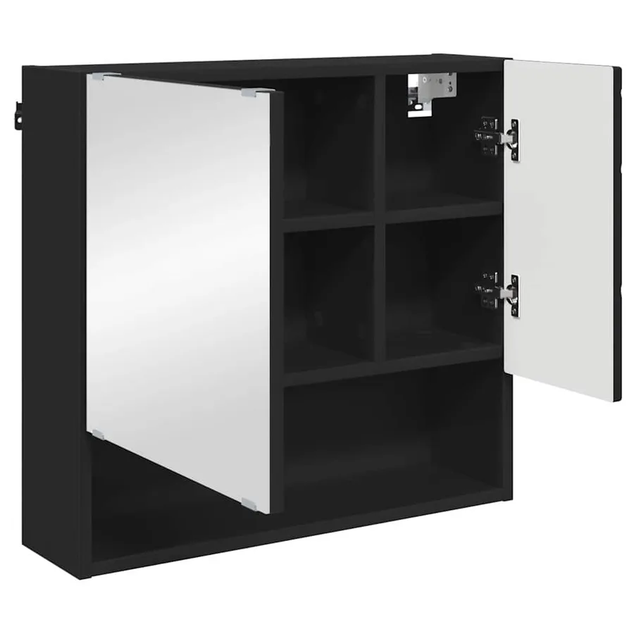 Ensemble de mobilier de salle de bain Montage mural 3 pcs Noir - 7