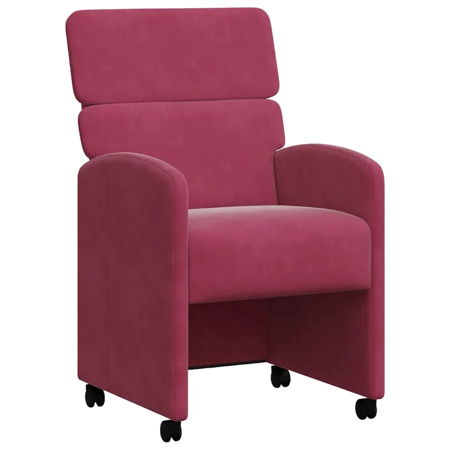 Chaises de Salle à Manger avec Roues 2 pcs Bordeaux Velours - 2