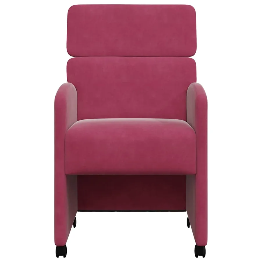 Chaises de Salle à Manger avec Roues 2 pcs Bordeaux Velours - 4