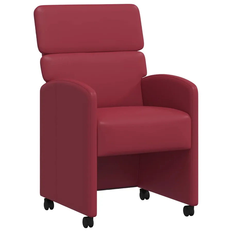 Chaises de Salle à Manger avec Roues 2 pcs Bordeaux Simili cuir - 2