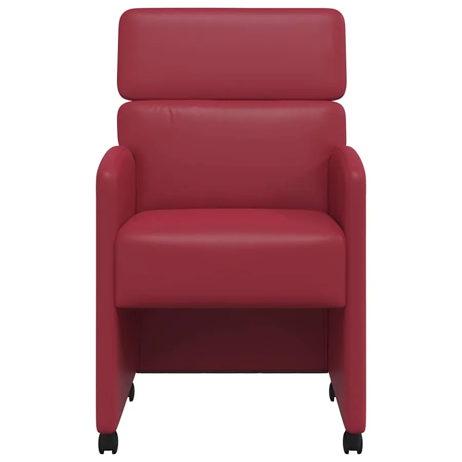 Chaises de Salle à Manger avec Roues 2 pcs Bordeaux Simili cuir - 4