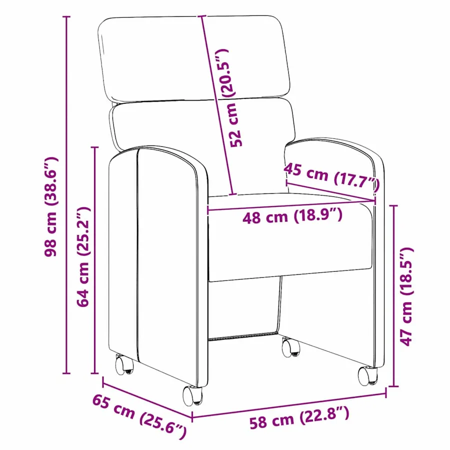 Chaises de Salle à Manger avec Roues 2 pcs Marron Simili cuir - 11