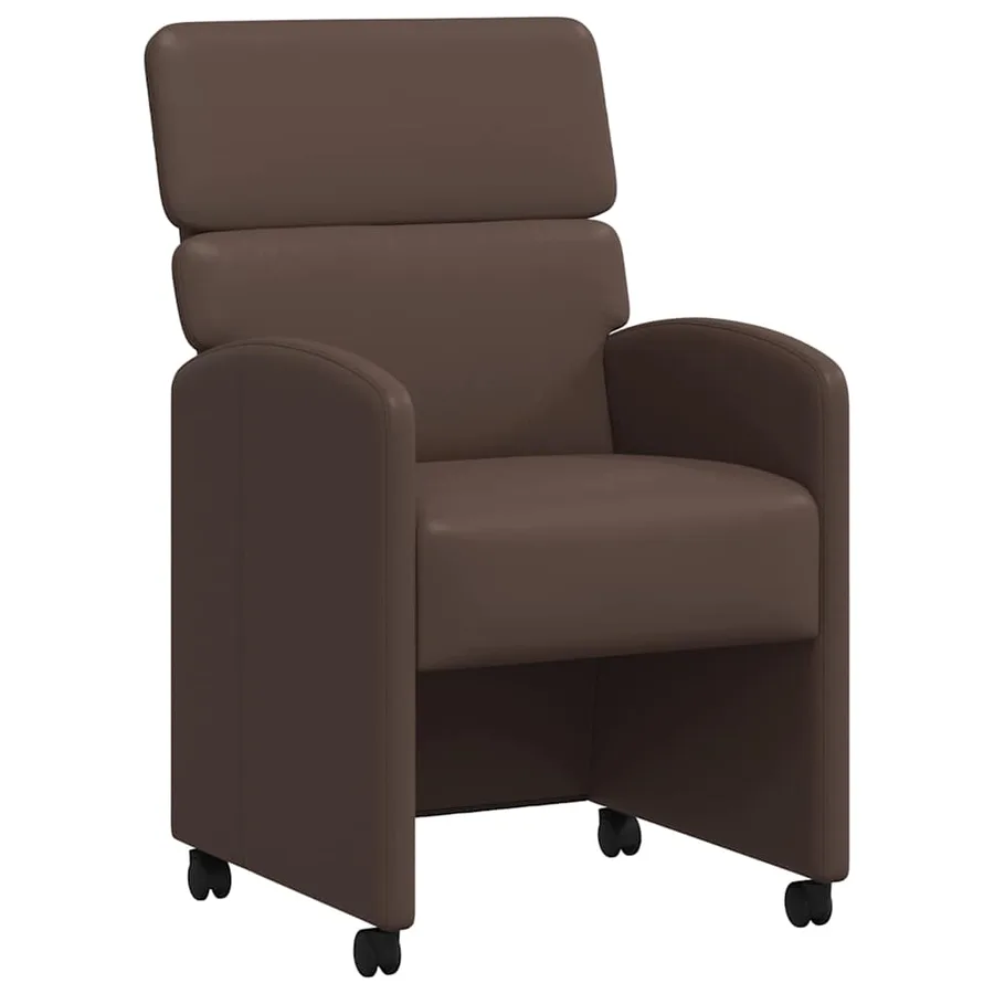 Chaises de Salle à Manger avec Roues 2 pcs Marron Simili cuir - 2