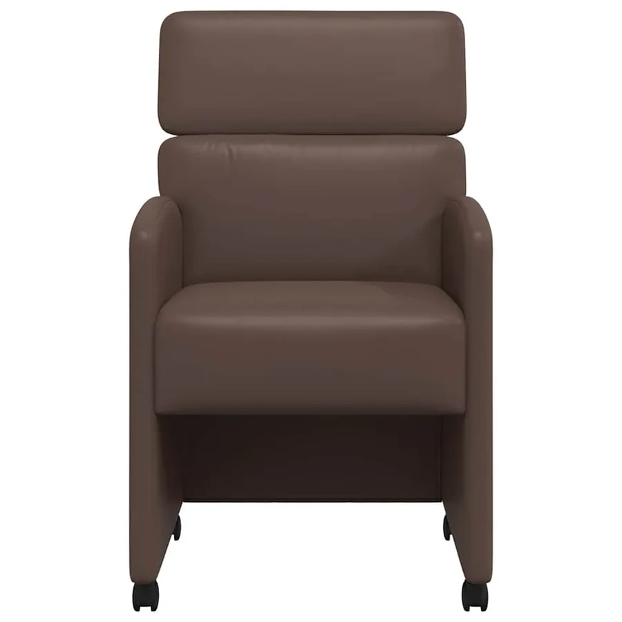 Chaises de Salle à Manger avec Roues 2 pcs Marron Simili cuir - 4