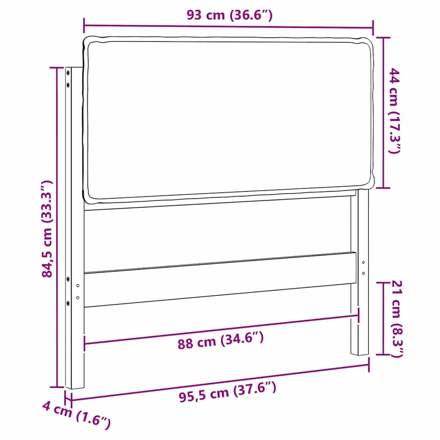 Tête de lit capitonnée Blanc et gris clair 90 cm Pin massif - 13