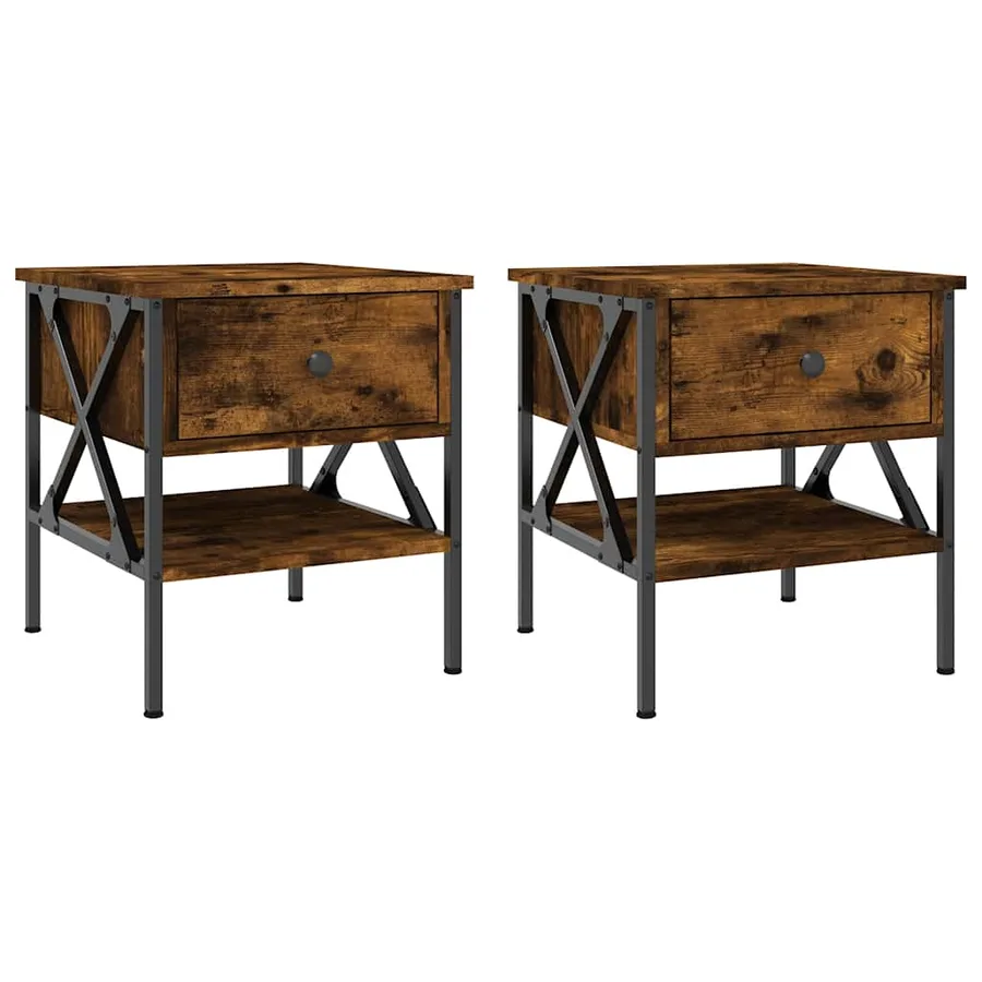 Tables de chevet 2 pcs chêne fumé 40x42x45 cm bois d’ingénierie - 2