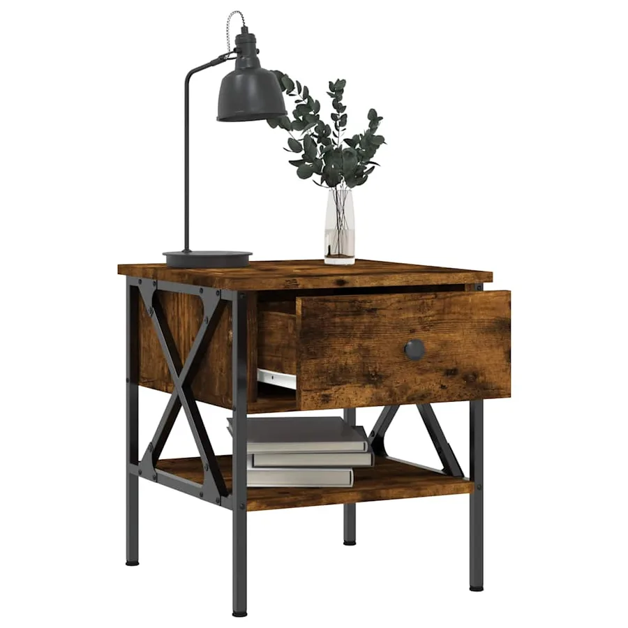 Tables de chevet 2 pcs chêne fumé 40x42x45 cm bois d’ingénierie - 4