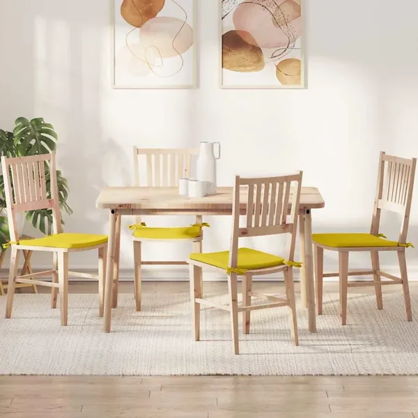 Coussins de siège 4 pcs Jaune clair 40 x 40 x 3 cm tissu