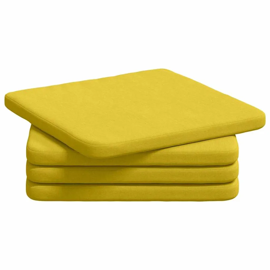 Coussins de siège 4 pcs Jaune clair 40 x 40 x 3 cm tissu - 2