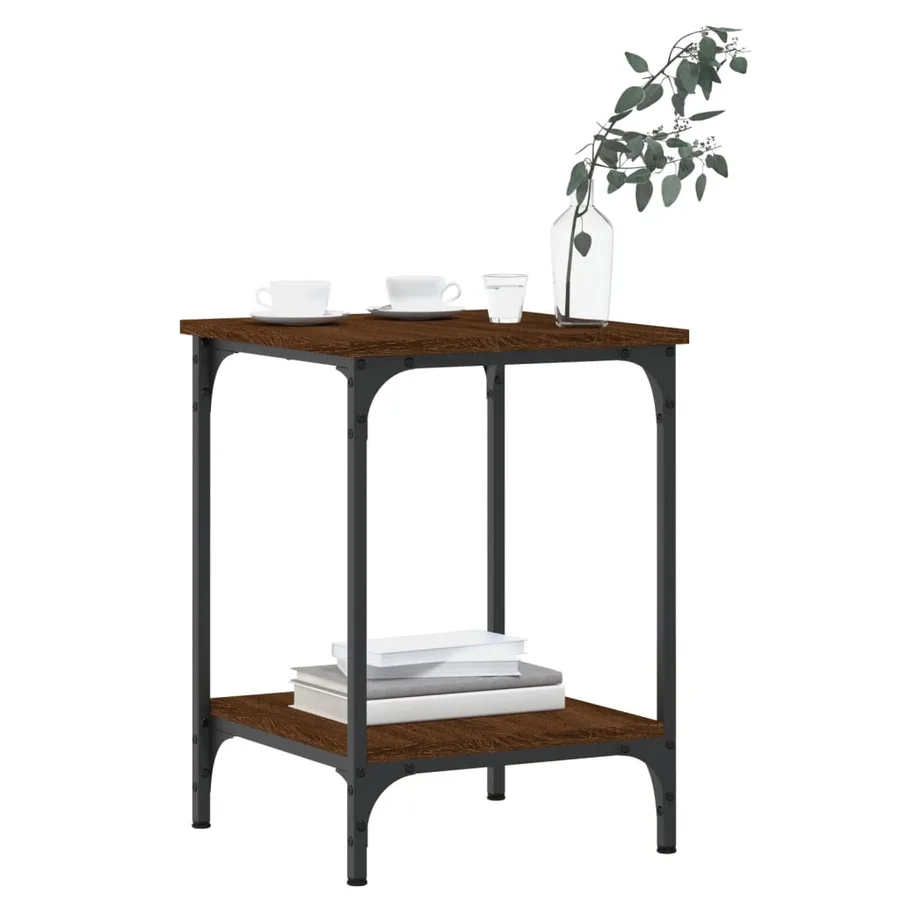 Table basse chêne marron 40x40x55 cm bois d'ingénierie - 3