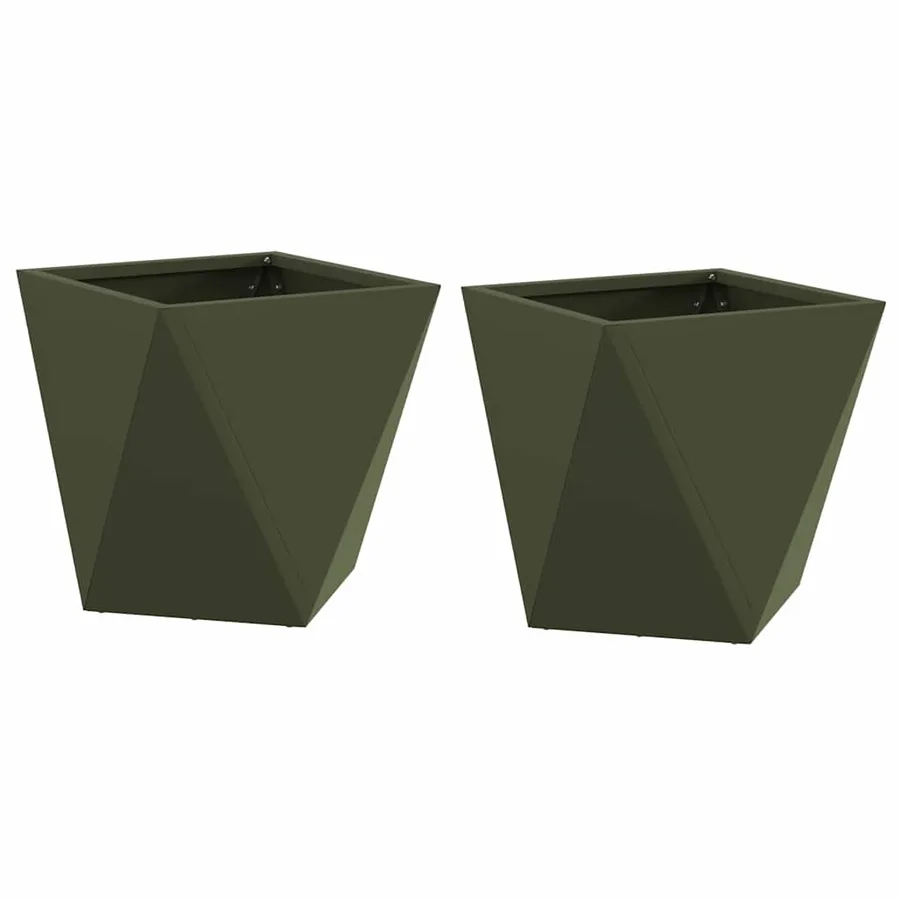 Jardinière 2 pc Vert olive 30 x 30 x 30 cm Acier - 2