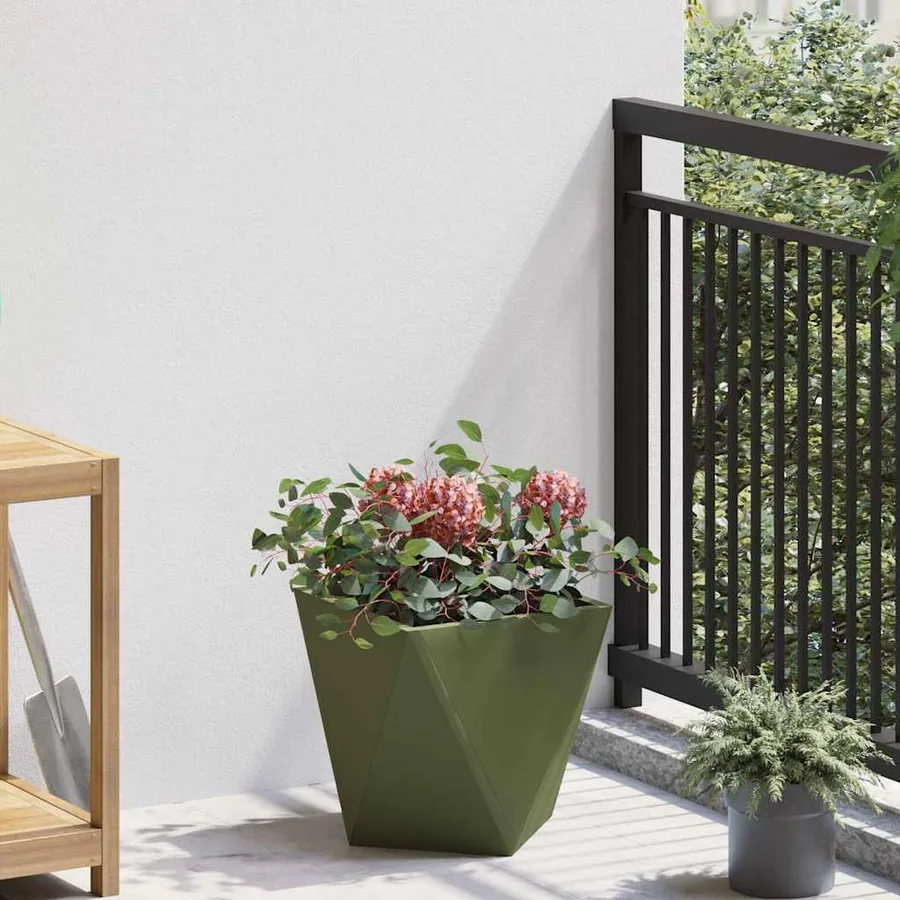 Jardinière 2 pc Vert olive 30 x 30 x 30 cm Acier - 4