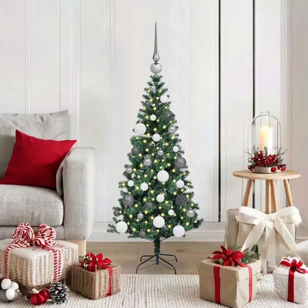 Sapin de Noël artificiel pré-éclairé Vert 120 cm PVC et métal