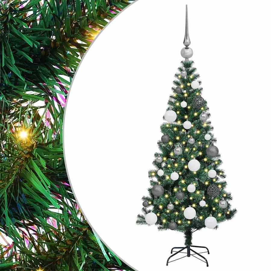 Sapin de Noël artificiel pré-éclairé Vert 120 cm PVC et métal - 2