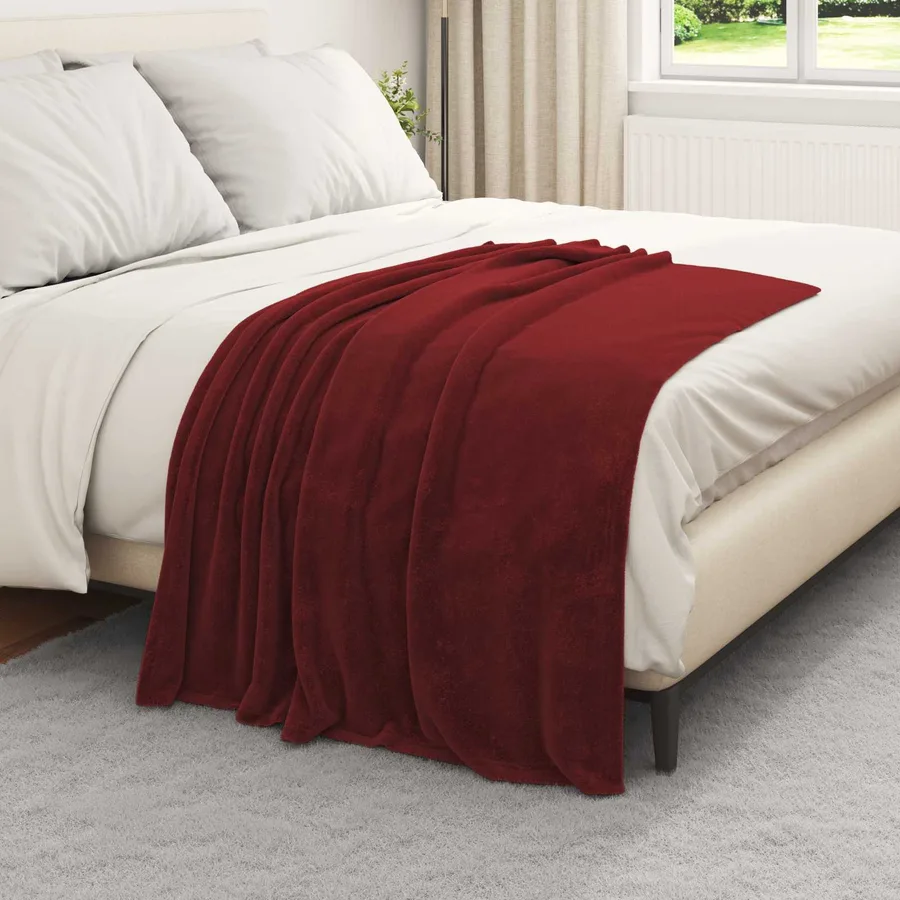 Couvertures à jeter 6 pcs Rouge Bordeaux 130 x 150 cm Toison - 3