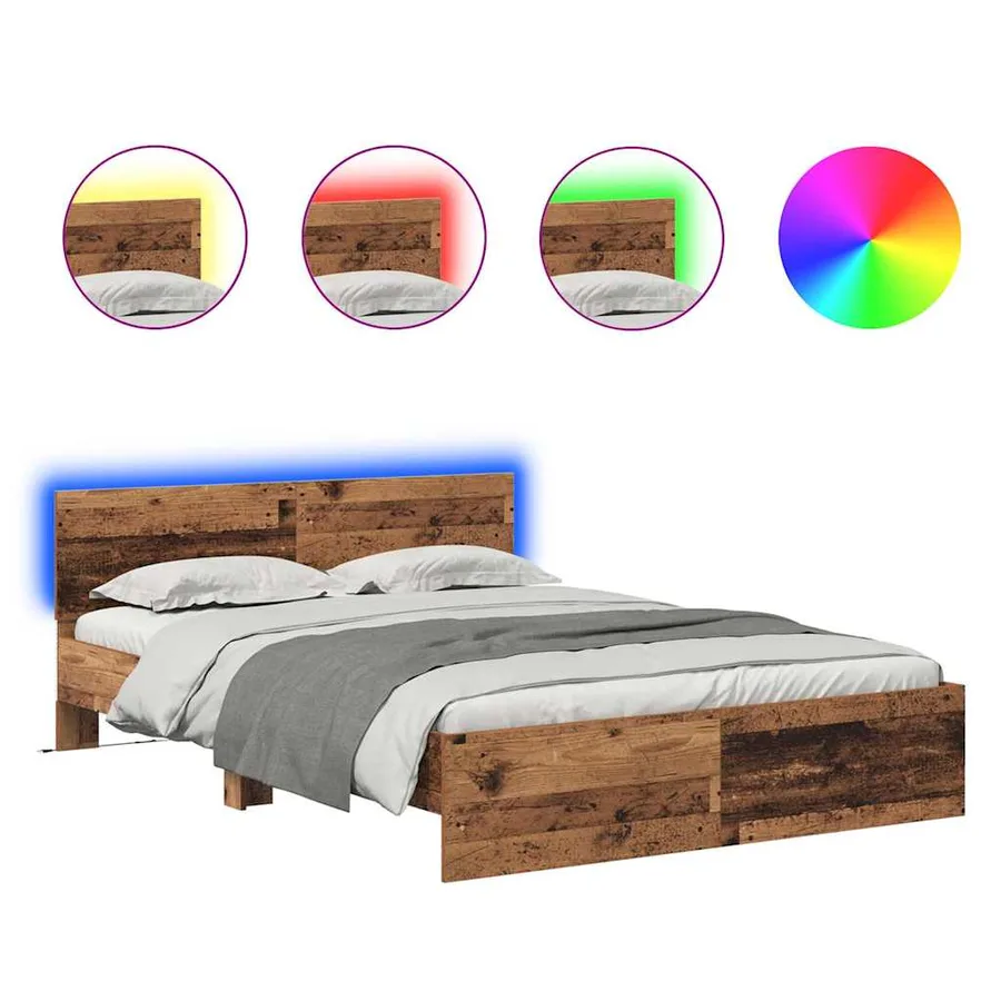Cadre de lit Bois Ancien 120 x 190 cm Bois d'ingénierie - 2