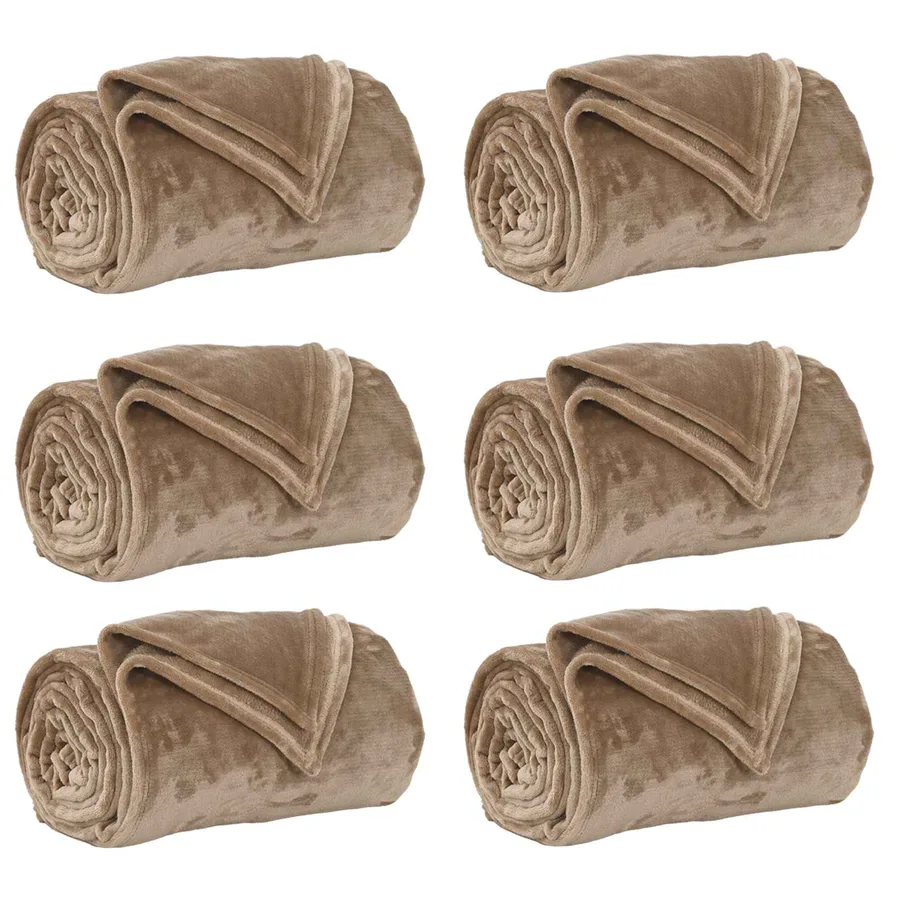 Couvertures à jeter 6 pcs Camel 130 x 150 cm Toison - 2