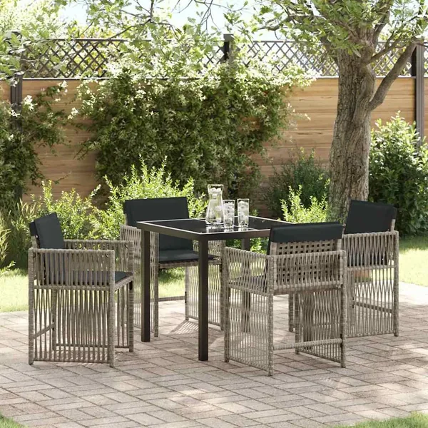 Ensemble de salle à manger pour jardin 5 pcs Gris clair