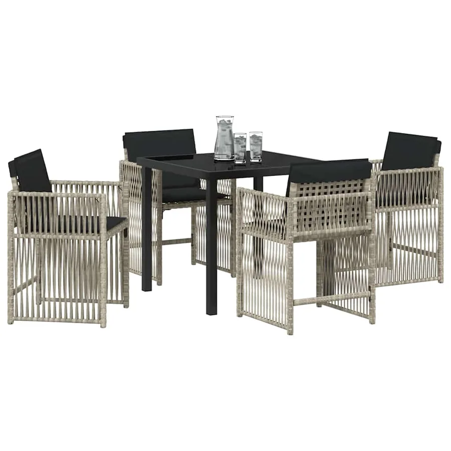 Ensemble de salle à manger pour jardin 5 pcs Gris clair - 3