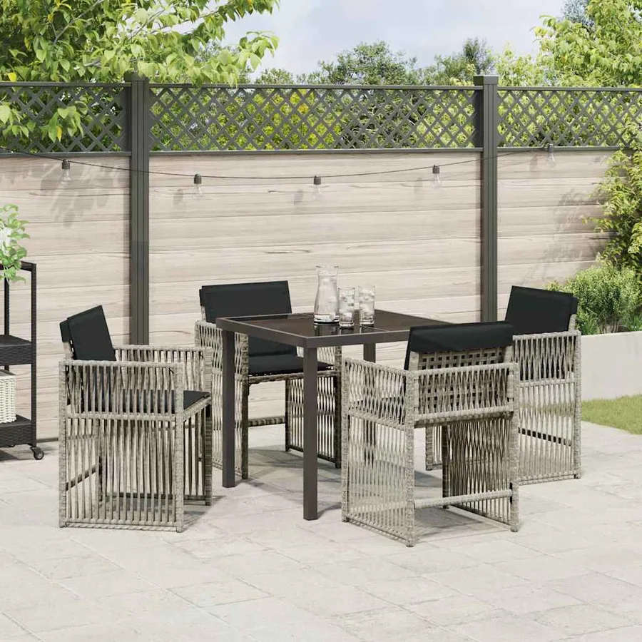 Ensemble de salle à manger pour jardin 5 pcs Gris clair - 4