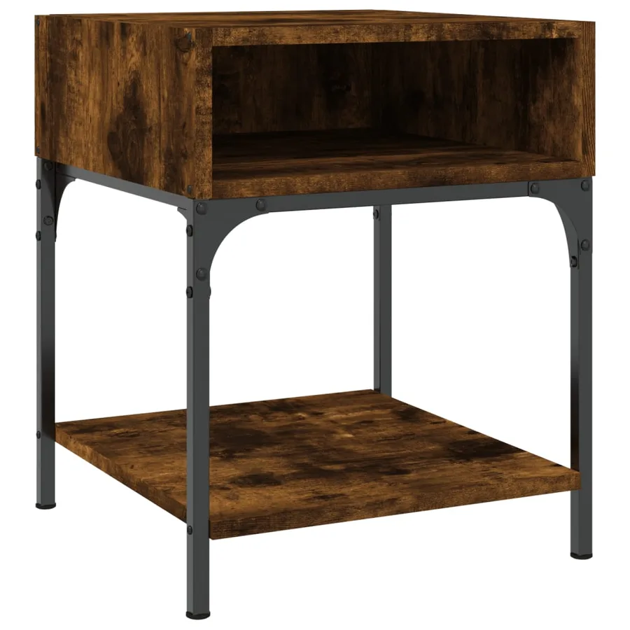 Table de chevet chêne fumé 40x41x50 cm bois d'ingénierie - 2