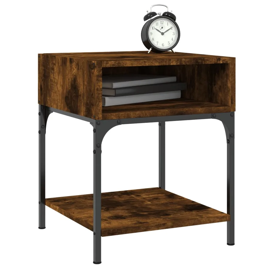 Table de chevet chêne fumé 40x41x50 cm bois d'ingénierie - 3