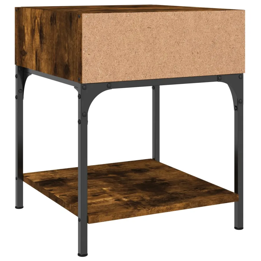 Table de chevet chêne fumé 40x41x50 cm bois d'ingénierie - 6