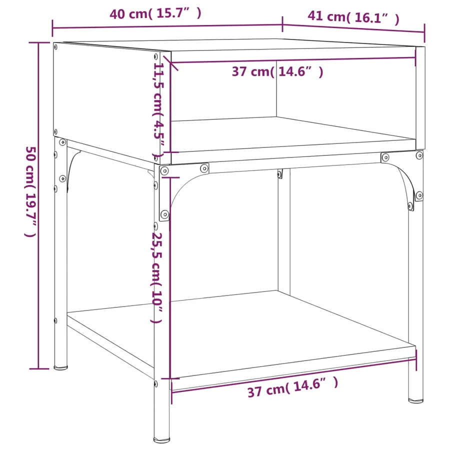 Table de chevet chêne fumé 40x41x50 cm bois d'ingénierie - 9