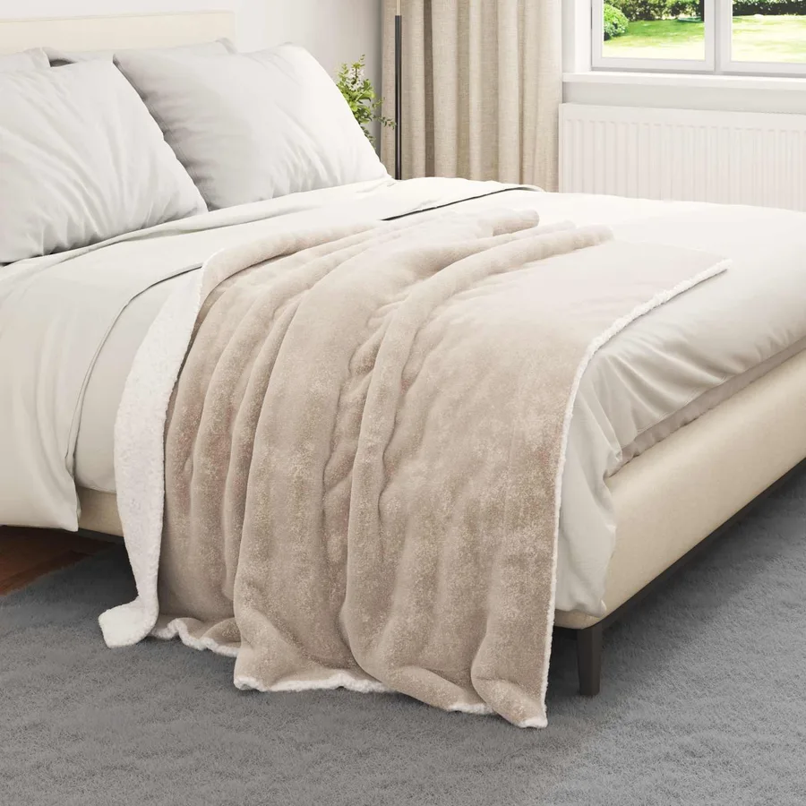 Jeté Beige 130 x 150 cm Toison - 3