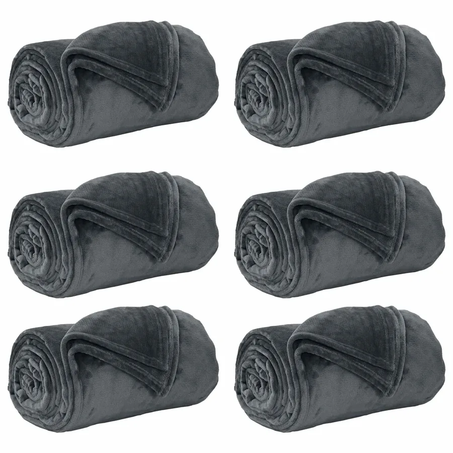 Couvertures à jeter 6 pcs Gris foncé 150 x 200 cm Toison - 2