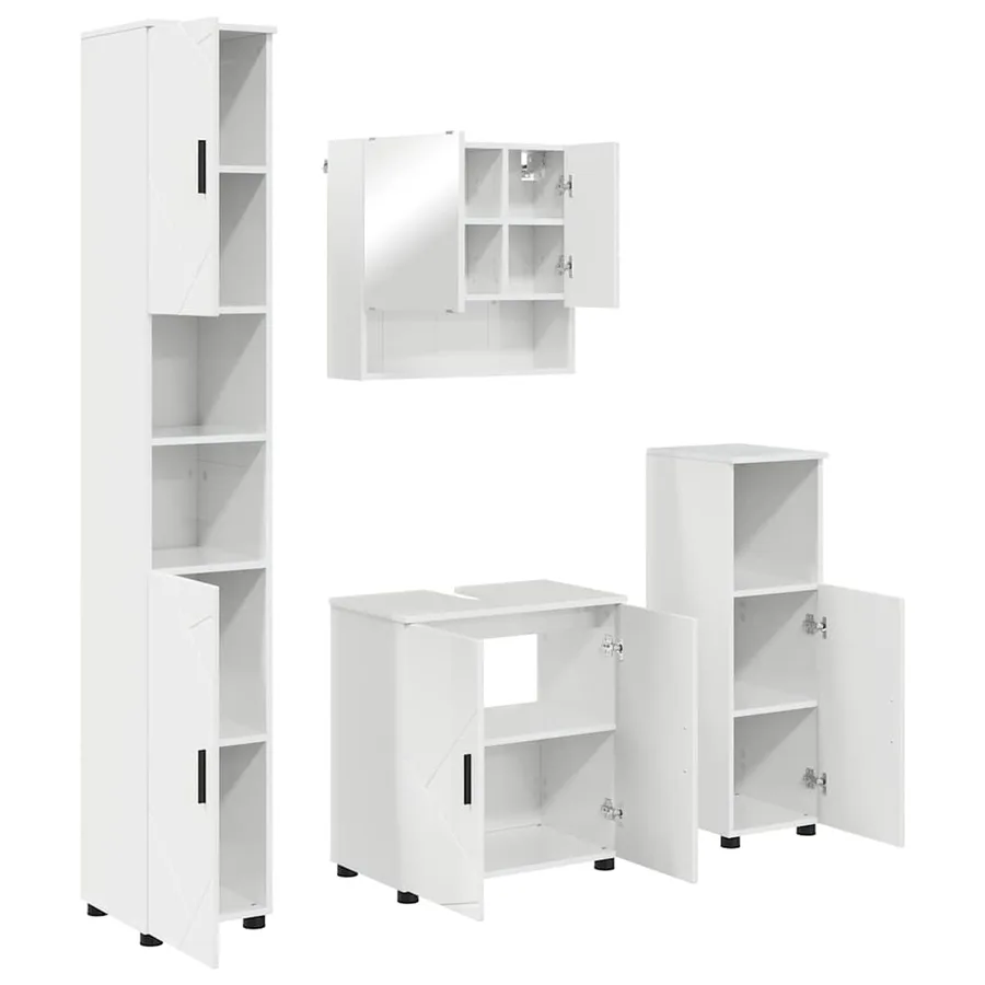 Ensemble de mobilier de salle de bain 4 pcs Blanc brillant - 2