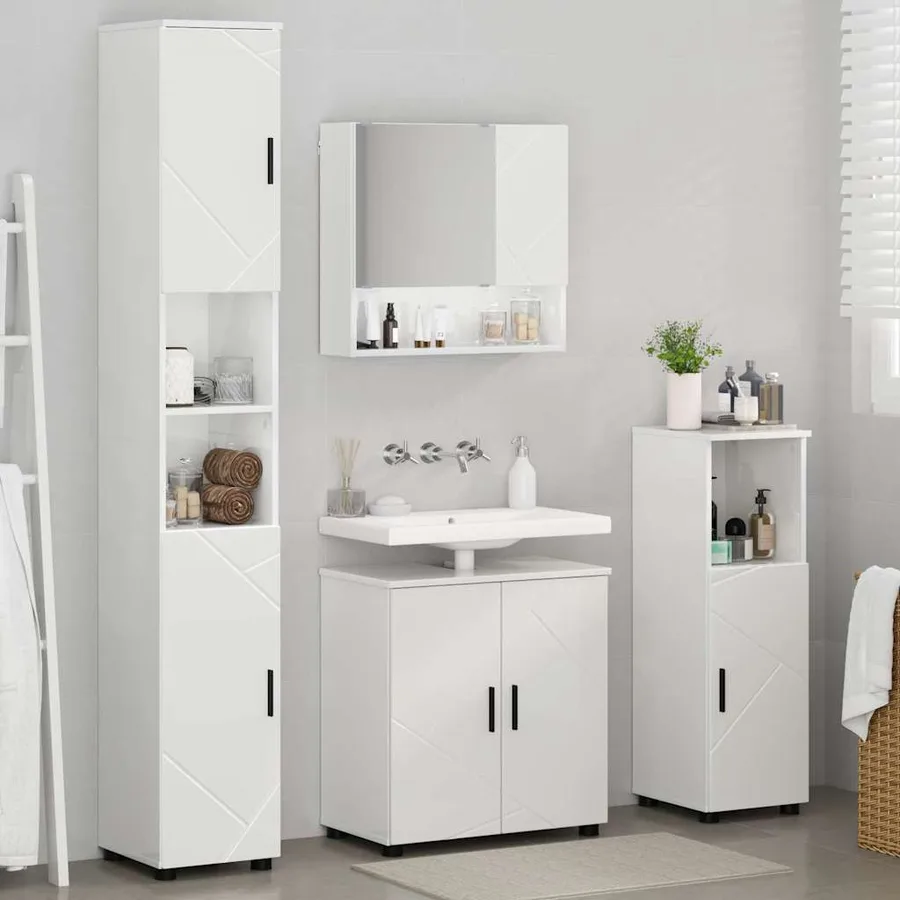 Ensemble de mobilier de salle de bain 4 pcs Blanc brillant - 4