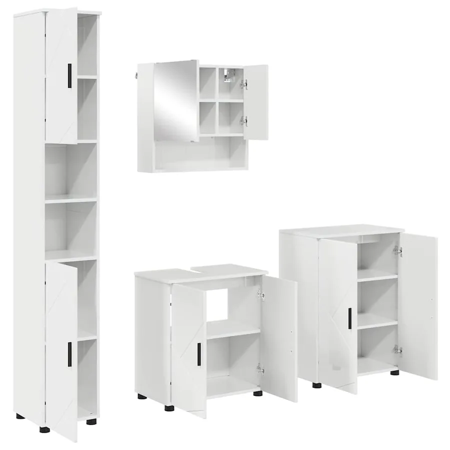 Ensemble de mobilier de salle de bain 4 pcs Blanc brillant - 2