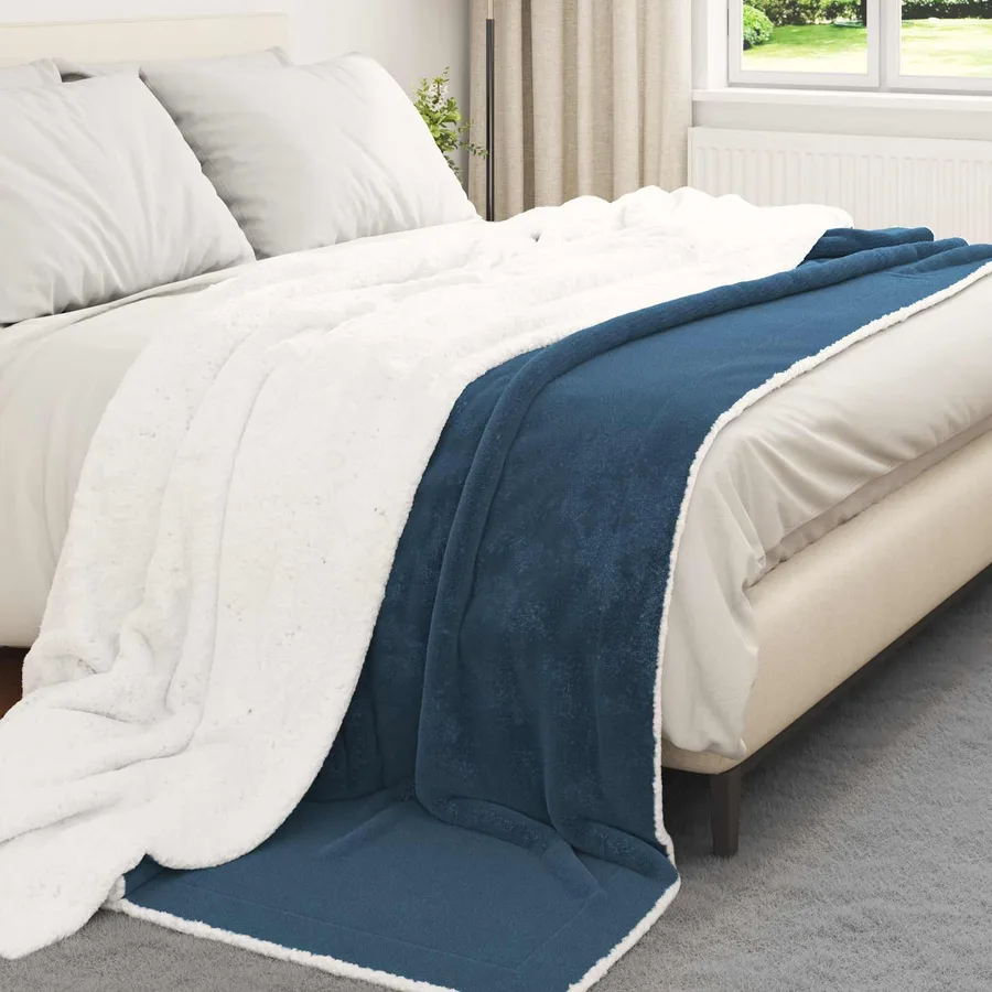 Jeté Bleu marine 240 x 270 cm Toison - 3