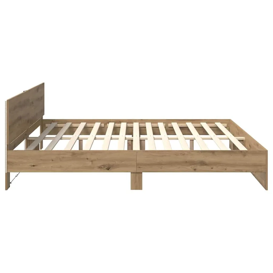 Cadre de lit Chêne artisanal 200 x 200 cm Bois d'ingénierie - 7