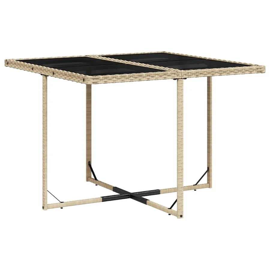 Ensemble à manger de jardin et coussins 9 pcs beige Poly rotin - 3