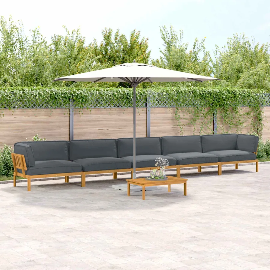 Ensemble de Canapés Uni 6 pcs Anthracite Bois d'Acacia Massif