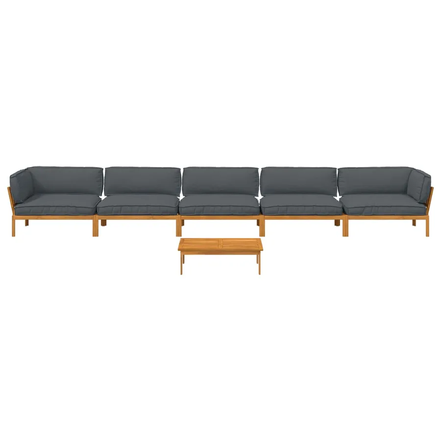 Ensemble de Canapés Uni 6 pcs Anthracite Bois d'Acacia Massif - 10