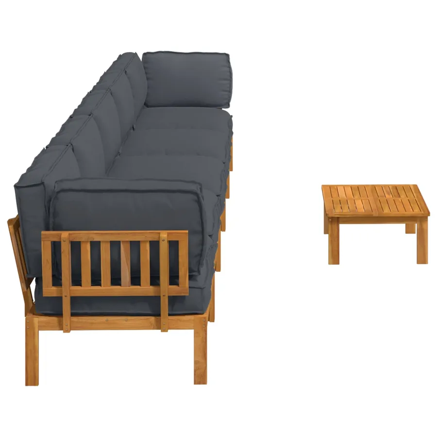 Ensemble de Canapés Uni 6 pcs Anthracite Bois d'Acacia Massif - 11