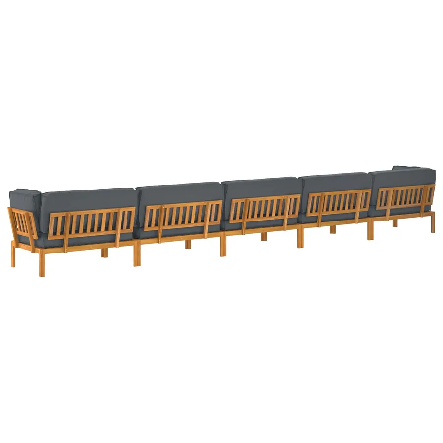 Ensemble de Canapés Uni 6 pcs Anthracite Bois d'Acacia Massif - 12