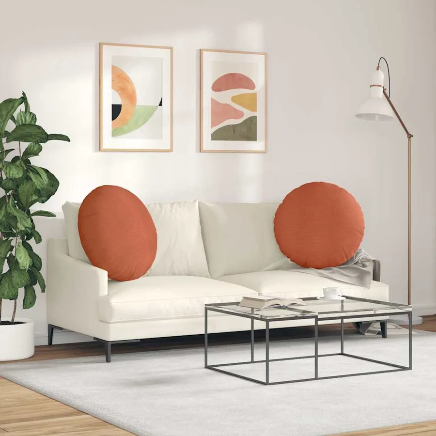 Coussins de siège 2 pcs Rouge orange Ø60 x 21 cm - 4
