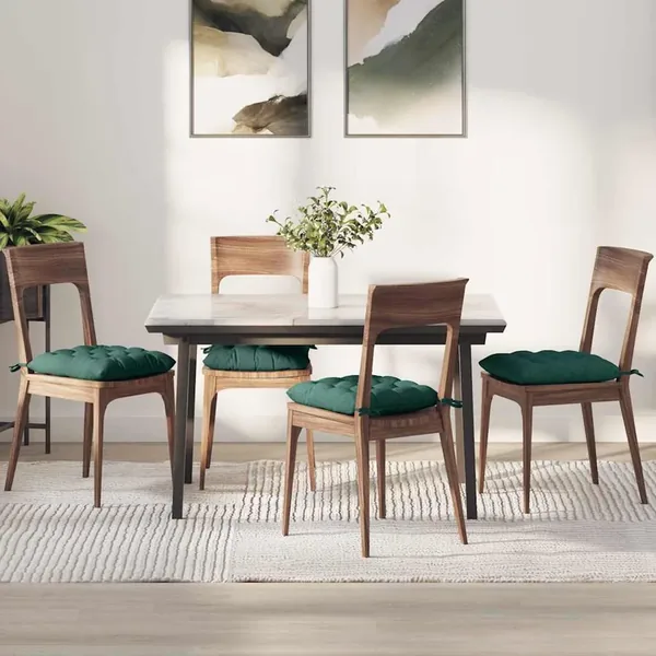 Coussins de siège 4 pcs Vert foncé 40 x 40 x 6 cm tissu