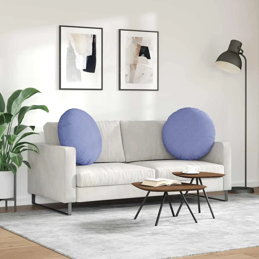 Coussins de siège 2 pcs Bleu denim Ø80 x 29 cm tissu - 4