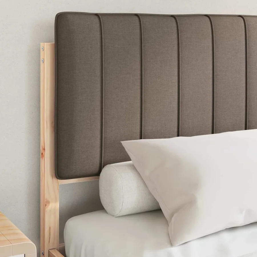 Cadre de lit avec tête de lit rembourrée Taupe 140 x 190 cm - 3